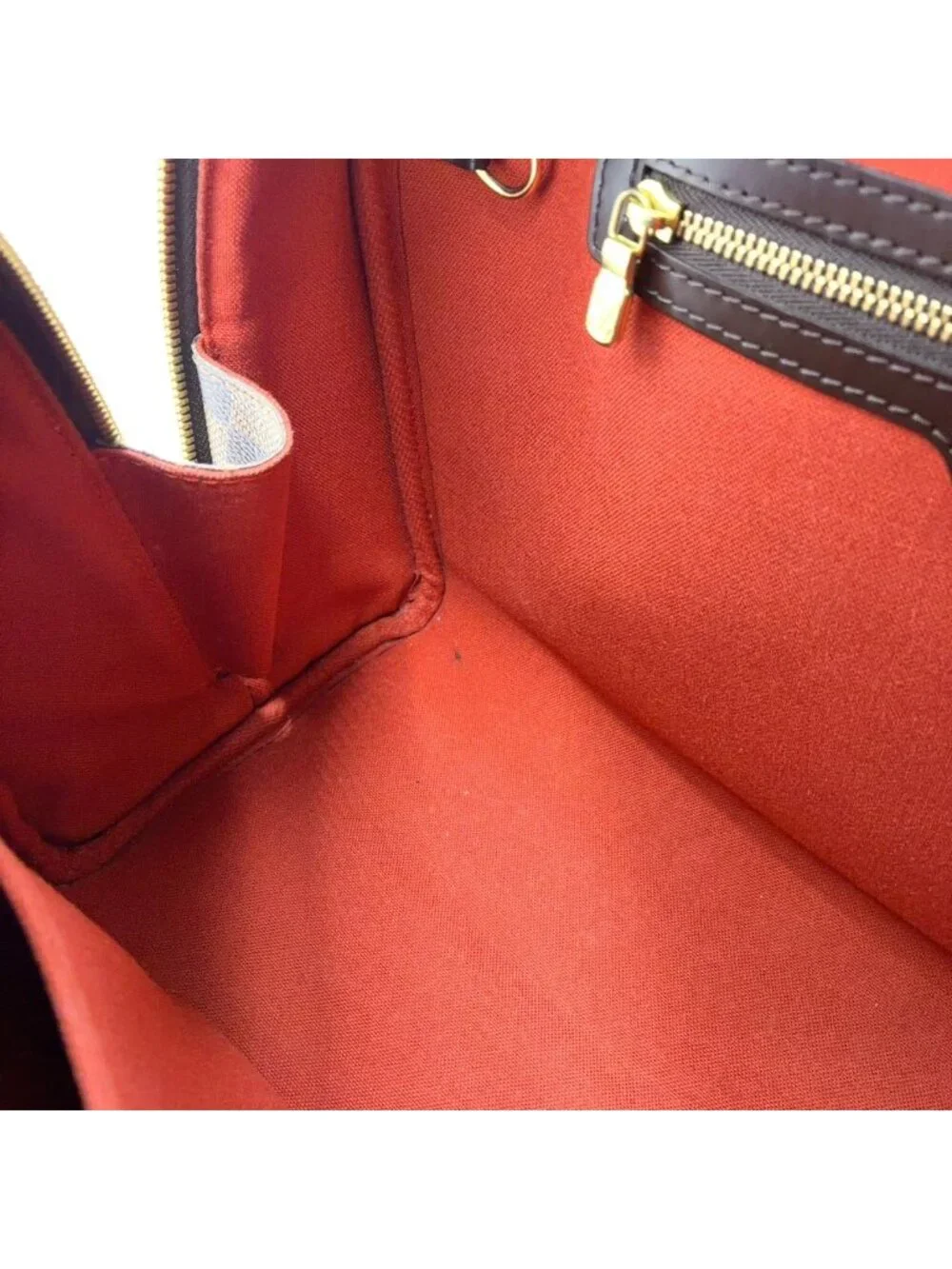 Louis Vuitton Nolita Damier Ebene Leather Brown Handbag Gold